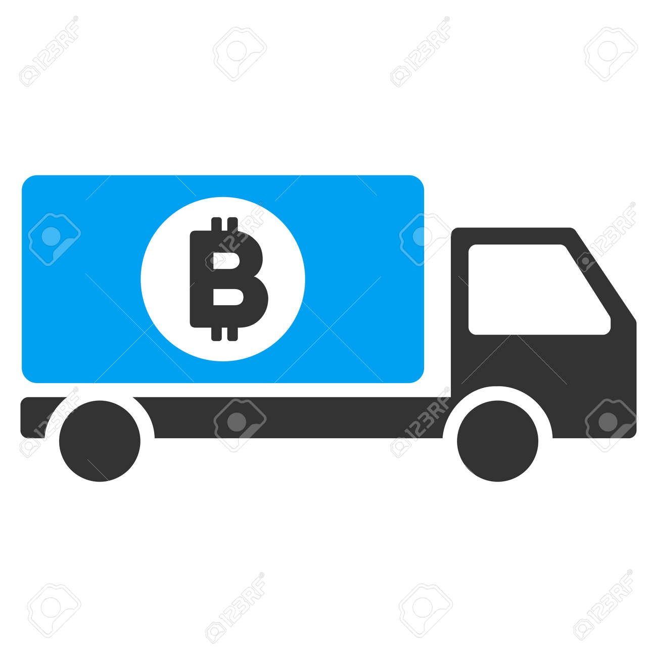 Bitcoin Delivery Lorry Flat Vector Pictogram For Application - 